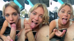 Blonde Amateur Wildhalli Gives A Blowjob In The Car