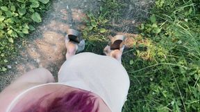 Risky Outdoor Sex in the Forest - Almost Caught, Deepthroat &amp; Cumswap