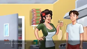 Step mom and step son fuck in the kitchen in a perverted summertime saga
