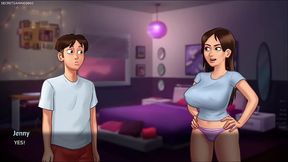 Summertime Saga By DarkCookie - Caught His Big Natural Boobs Girlfriend Jenny Playing With Her Huge Boobs With Another Girl