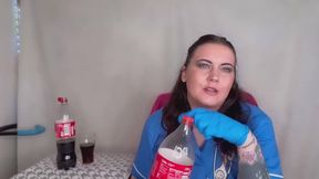 Naughty Nurse FFW having fizzy drink and burping