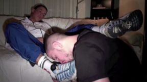 French bottom in jogging fucked by sneaker of his friend