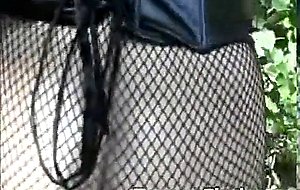Bondage sex with a tranny outdoor