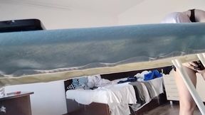 Amateur mom does housework naked.