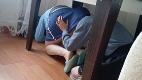i caught my classmates under the table and joined them