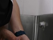 Piss and cum in a public urinal