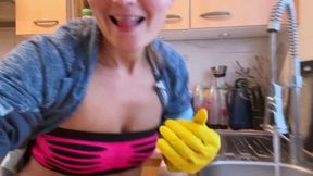 User-Request: Seductive Kitchen Cleaning with Rubber Gloves