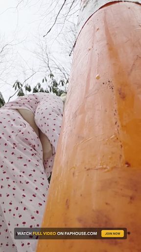 In the Snow She Dont Care in the Woods Naked No Underwear