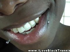 Black shemale jerking her self off