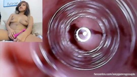 2 Hours of Endoscope Pussy Cam footage of Creampie on Period with Red Pussy after blowjob and fuck