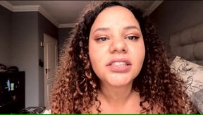 Dirty Talking BBW deepthroating a dildo and stuffing another between her big oiled tits