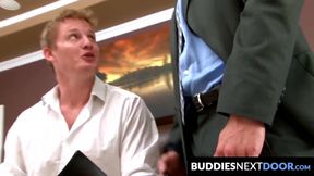 BuddiesNextDoor.com - Two jocks have gay fun in their bedroom, ties on and cocks out
