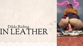 dildo riding in brown leather