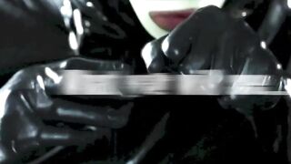 Dominant Mistress's Leather High Heels Foot Fetish Session With Slave Boy