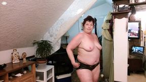 Raunchy babes flaunt juicy assets, tease with slow undress; panty swapping titillation ensues.