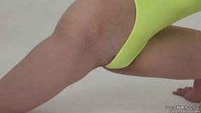 Flexible Japanese Babe Shows Pubic Hair in Leotard Fetish Video