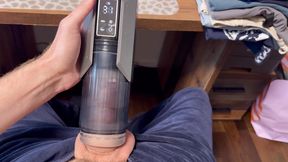 More important things to do during home office: playing with my big uncut cock vacuum pump automatic sex toy in front of camera