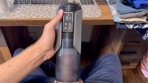 More important things to do during home office: playing with my big uncut cock vacuum pump automatic sex toy in front of camera