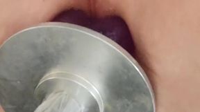 Her Ass&#x1F351; Got Pounded by a Fuck Machine While Stroking&#x2014;Messy Finish!