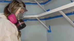 5 Mins Watch me paint my clinic in full PPE hazmat and gas mask and latex gloves Wearing: Gas Mask, Hazmat, latex gloves