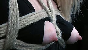 Skanky blond teen gets  her fresh pinkish nipples