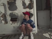 Delivery boy tied up and fucked by masked guy in abandoned house