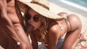 when i got to the beach, i didn t expect my ex to be there. out of spite, i grabbed this bitch tightly and fucked her![ai]