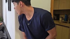 Perv stepson fapping while her hot stepmom is getting fucked by a burglar