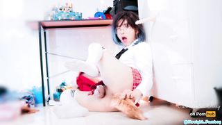 Chinese Sissy Femboy Rectal in Chasity & Fox Tail