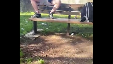 Amateur boy Lost a bet and had to expose and touch his cock in a park