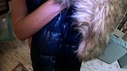 MILF tries on the jacket for intense blowjob