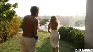 MILFy Blonde sneaks her boy toy out when hubby comes home early