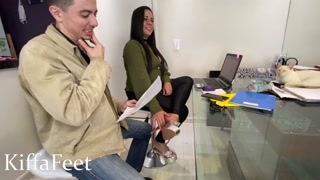 PREV Kiffa Hot Secretary Seduces her boss with her feet and make him give her bonus and cum on feet