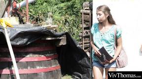 ”Adorable secretary seduces her hot older boss. She eats her shaved beaver”