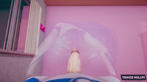 Invisible Woman Is Fucking Herself with Elastic Dick