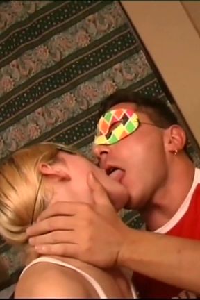 Beautiful Masked MILF with Hairy Pussy Fucked and Cumshot on Small Tits by Amateur Cock