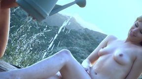 Two Irish teens with blonde hair and perfect pussy having an outdoor lesbian scene