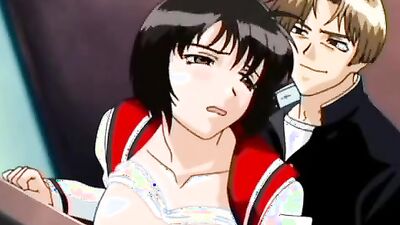 Brunette teen with big tits gets her ass drilled in a cartoon stairway