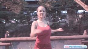 ”Sexy big boobed teen gets tits out”