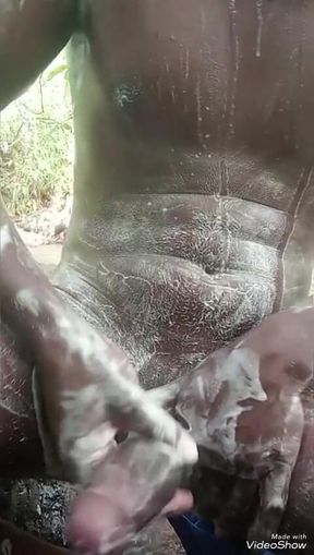 Soapy Masturbation Big Black Dick Cumming Outside Part 2