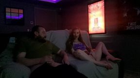 Cinema wank and cum with a stunning amateur