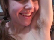 Horny Hairy Hippie Girl Licks Armpits