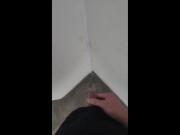 Trans girl big load cumshot on public staircase