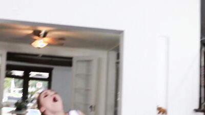 Three naughty cheerleaders are sharing the fat dick and trying to improve their blowjob skills