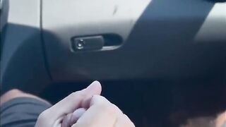 Hitchhiking - Big Boobed Milf jerks me off while Driving