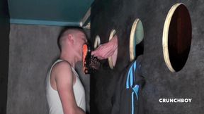 Sneaker submission domination in glory holes by straight
