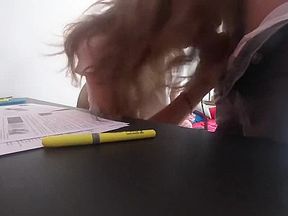 Kinky college student can't focus and gets fucked and deepthroated instead