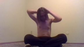 Topless Transgirl Brushing Her Own Hair