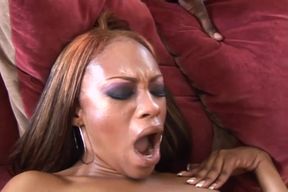 Beautiful ebony gets banged by huge black cock