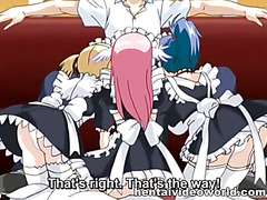 Sexy maids in hentai movie group fuck